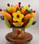 Cardinal Fresh Fruit Arrangement Gift Basket w Chocolate
